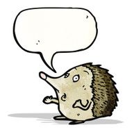 hedgehog cartoon character with speech bubble N3