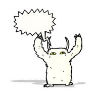 cartoon yeti with speech bubble N2