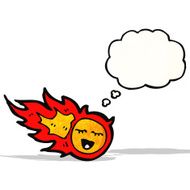 cartoon fireball with thought bubble N5