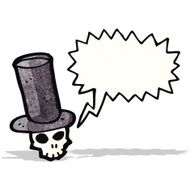 skull in top hat cartoon N16