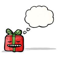 christmas present with thougth bubble cartoon N6