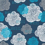 Seamless pattern of hand drawn doodle clouds N3