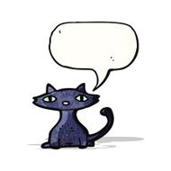 black cat with speech bubble cartoon N2