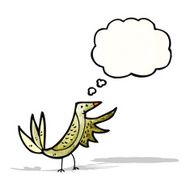 cartoon bird with thought bubble N452