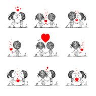 Couple in love together valentine sketch for your design N2