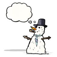 cartoon snowman with thought bubble N25