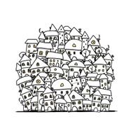 Winter city sketch background for your design