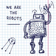 Vector hand draw robot on exersize book Eps10 N6