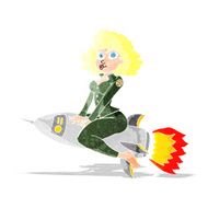 cartoon army pin up girl riding missile N12