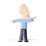cartoon old man spreading arms wide N14