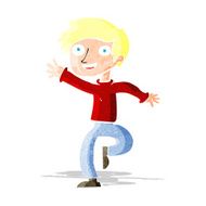 cartoon excited boy dancing N14