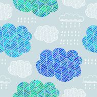 Seamless pattern of hand drawn doodle clouds N4