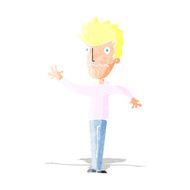 cartoon worried man reaching out N29