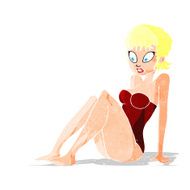 cartoon woman in swimsuit N15