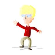 cartoon waving cool guy N13