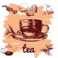 Hand drawn sketch vector tea set N22