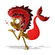 cartoon mermaid blowing a kiss N12