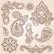 Paisley Henna Mehndi Swirl Doodles Vector N3