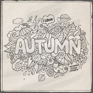 Autumn hand lettering and doodles elements background