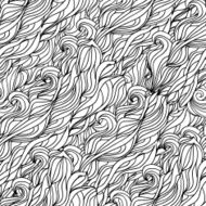 Colorful abstract doodle seamless pattern waves and clouds N11