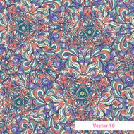 Colorful abstract doodle seamless pattern waves and clouds N12
