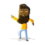 cartoon bearded man pointing the way N15