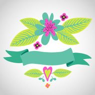Greeting Card with ribbon and flowers N2