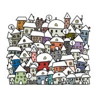 Winter city sketch background for your design N4