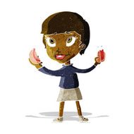cartoon woman eating hotdogs N15