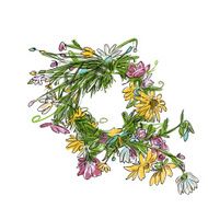 Floral wreath sketch for your design N3