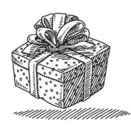 Gift Box Wrapped With Ribbon Drawing