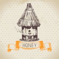 Honey background with hand drawn sketch illustration N2