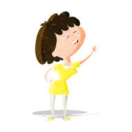 cartoon happy woman about to speak N14