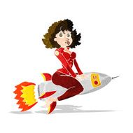 cartoon army pin up girl riding missile N13