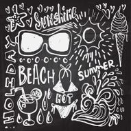 Beach elements sketch in black and white N2