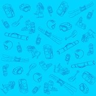 Hand Drawn Ski Seamless Pattern