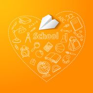 Paper plane and school doodle vector background N3