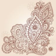 Henna Mehndi Paisley Doodles Vector N2