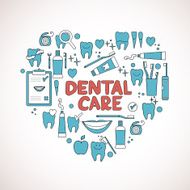 Dental care symbols in the shape of heart N2