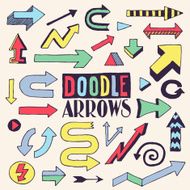 Doodle colorful arrows design set Hand drawn vector illustration