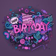 Birthday hand lettering and doodles elements background N7