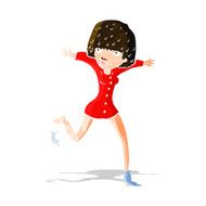 cartoon woman kicking off sock N16