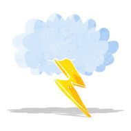 cartoon lightning bolt and cloud N14