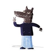 cartoon happy wolf man N28