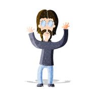 cartoon hippie man waving arms N13