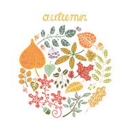 Autumn composition circle Leaf branches berries acorn