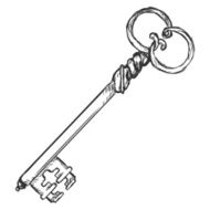 Vector Single Sketch Antique Key N3