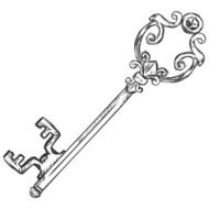 Vector Single Sketch Antique Key N4