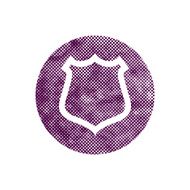 Safety vector shield icon with pixel print halftone dots texture