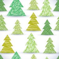 Christmass tree seamless pattern hand drawn lines textures